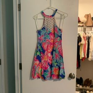 Lilly Pulitzer floral halter lace dress 00